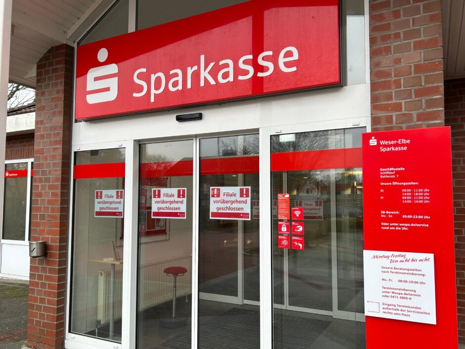 Geschäftsstelle in Schiffdorf vorübergehend nicht geöffnet