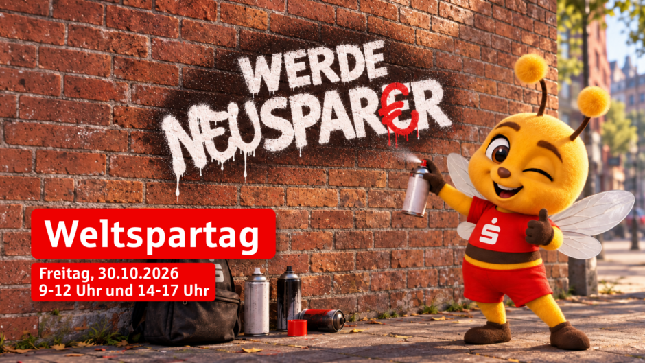 Der Weltspartag kehrt zurück in die Weser-Elbe Sparkasse – Kinder, Familien und das Maskottchen „Wespi“ feiern am 30. Oktober gemeinsam den Weltspartag